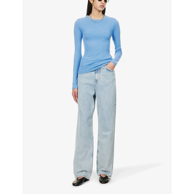 Shop Citizens Of Humanity Womens Malibu (med Blue) Bina Long-sleeved Organic Cotton-blend Jersey Top