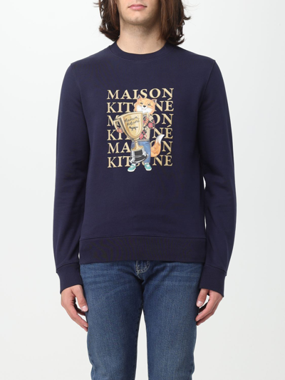 Shop Maison Kitsuné Champion Sweatshirt In Cotton With Print In Blue