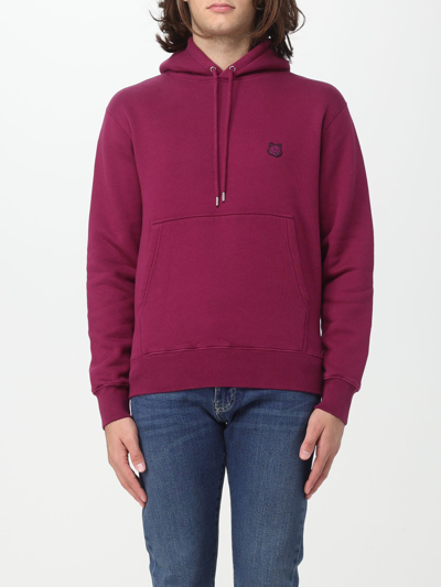Shop Maison Kitsuné Sweatshirt In Cotton With Embroidery In Burgundy