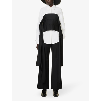 Shop Symetria Women's Black Articul Cropped Slim-fit Wool Top