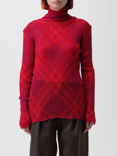 Shop Burberry Sweater In Mohair Blend In Red