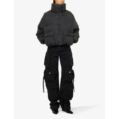 Shop Agolde X Shoreditch Ski Club Nova Denim Jacket In Marbled Blk (washed Blk)