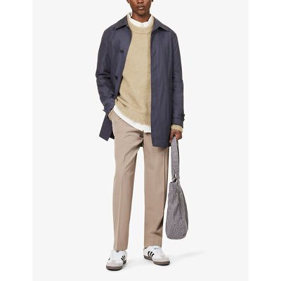 Shop Ps By Paul Smith Men's Blues Spread-collar Regular-fit Cotton-blend Coat