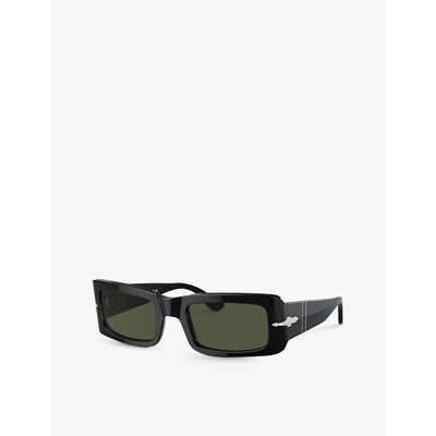 Shop Persol Women's Black Po3332s Francis Rectangle-frame Acetate Sunglasses