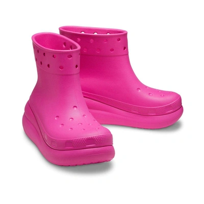 Shop Crocs Classic Crush Rain Boot In Fuchsia