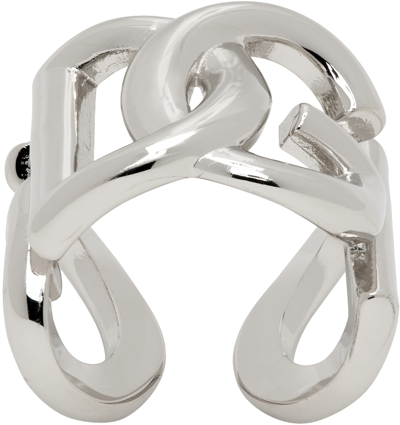 Shop Dolce & Gabbana Silver 'dg' Logo Ring In 87655 Silver/palladi
