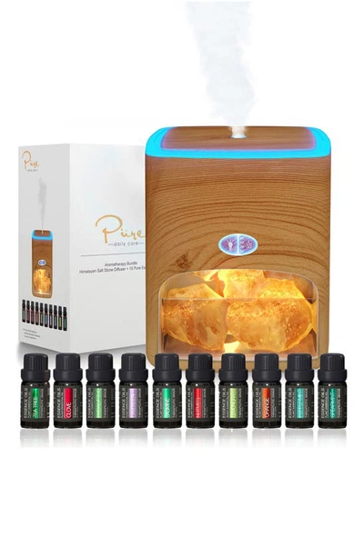 Shop Pure Daily Care Himalayan Pink Salt Diffuser With 10 Essential Oils In Light Wood