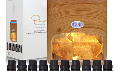 Shop Pure Daily Care Himalayan Pink Salt Diffuser With 10 Essential Oils In Light Wood