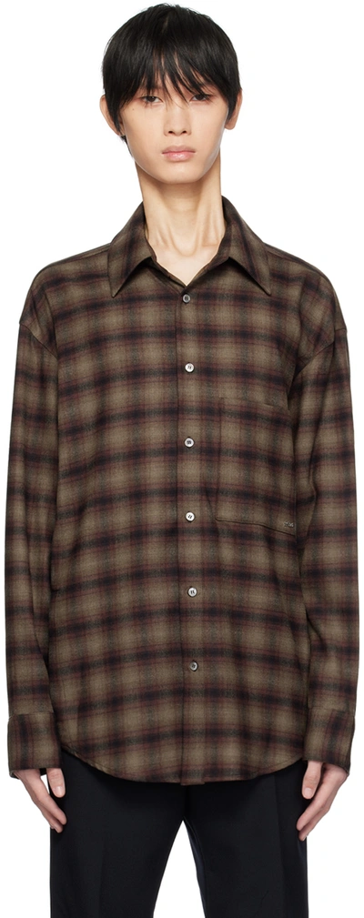 Shop Wooyoungmi Brown Check Shirt In Mud 825d