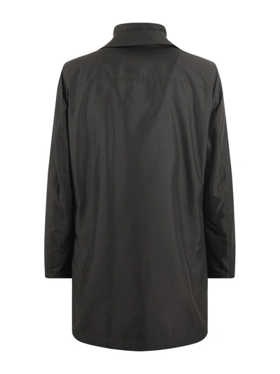 Shop Fay Double Front Raincoat In Verde Scuro