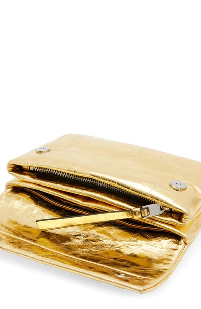 Shop Allsaints Ezra Metallic Leather Crossbody Bag In Gold