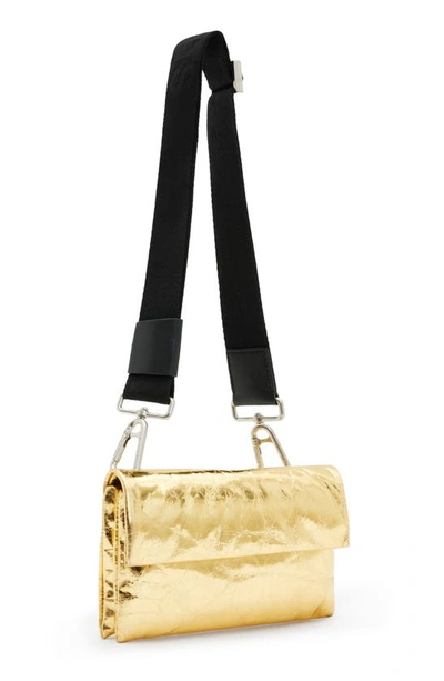 Shop Allsaints Ezra Metallic Leather Crossbody Bag In Gold