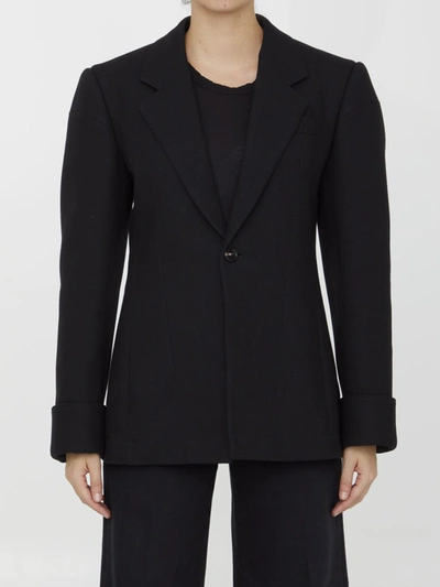Bottega Veneta Structured Double Melange Jacket In Black