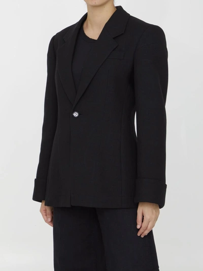 Bottega Veneta Structured Double Melange Jacket In Black