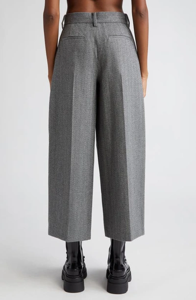 Shop Alexander Wang Crop Crystal Embellished Wool Trousers In 092 Grey/ Black