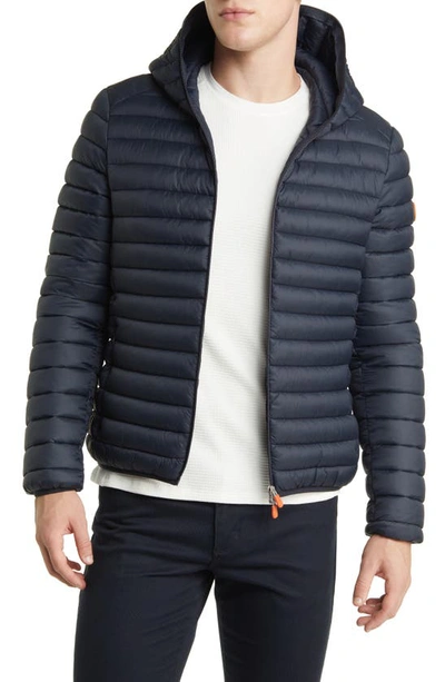 Shop Save The Duck Donald Quilted Hooded Water Resistant Insulated Puffer Jacket In Blue Black