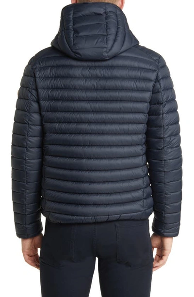 Save The Duck Donald Quilted Hooded Water Resistant Insulated Puffer Jacket In Blue Black