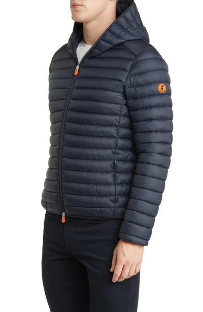 Shop Save The Duck Donald Quilted Hooded Water Resistant Insulated Puffer Jacket In Blue Black