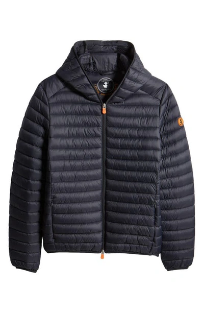Save The Duck Donald Quilted Hooded Water Resistant Insulated Puffer Jacket In Blue Black