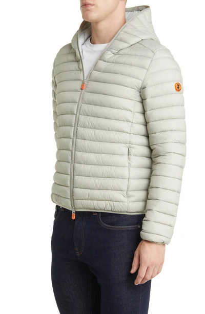 Shop Save The Duck Donald Quilted Hooded Water Resistant Insulated Puffer Jacket In Frost Grey