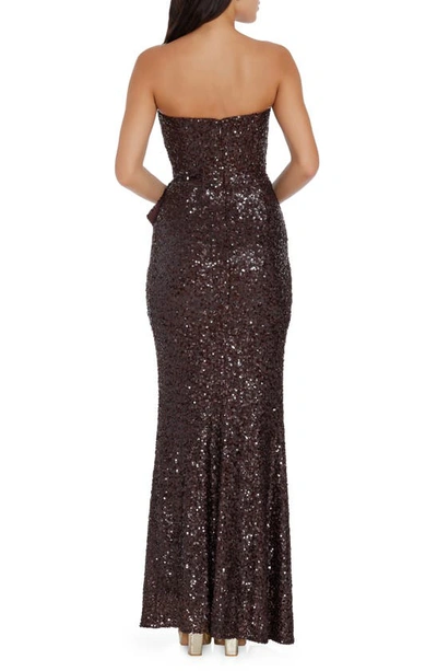 Shop Dress The Population Kai Strapless Sequin Gown In Mocha