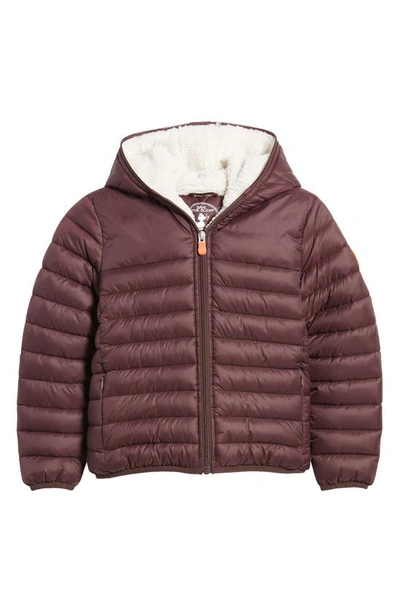 Shop Save The Duck Kids' Leci Water Repellent Puffer Jacket In Burgundy Black