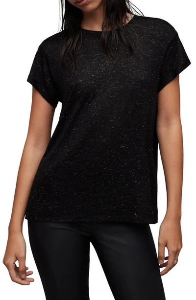 Shop Allsaints Anna Shimmer Short Sleeve T-shirt In Black