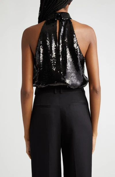 Shop Theory Sequin Mock Neck Sleeveless Top In Black