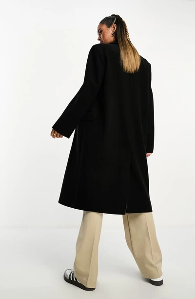 Shop Asos Design Double Breasted Oversize Overcoat In Black