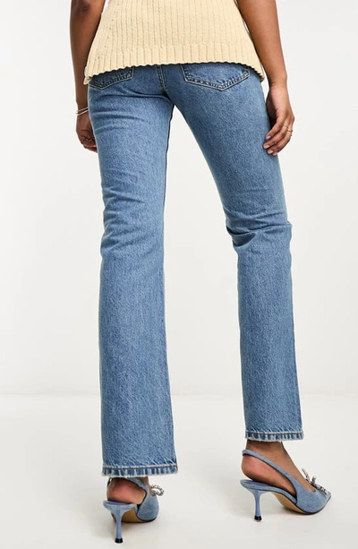 Shop Asos Design '90s Straight Leg Jeans In Mid Blue