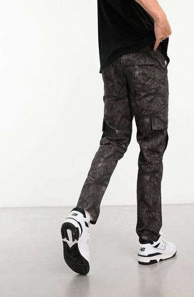 Shop Asos Design Camo Slim Fit Cargo Pants In Grey