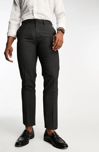 Shop Asos Design Slim Fit Suit Trousers In Charcoal