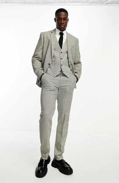 Shop Asos Design Textured Skinny Fit Suit Trousers In Dark Green
