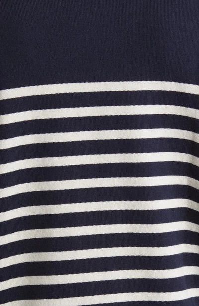 Shop Apc Pull Matthew Stripe Recycled Cashmere & Cotton Crewneck Sweater In Iak Dark Navy