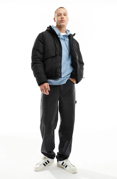 Shop Asos Design Hooded Puffer Jacket In Black