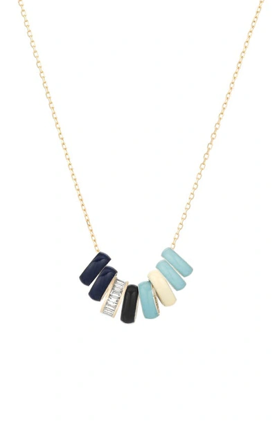 Shop Adina Reyter Baguette Diamond Necklace In Gold/ Blue Multi
