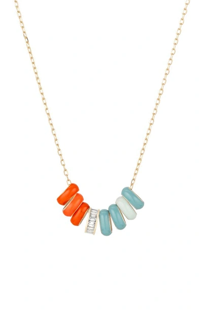 Shop Adina Reyter Baguette Diamond Necklace In Gold/ Orange/ Blue Multi
