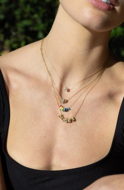 Shop Adina Reyter Pavé Diamond Necklace In Gold/ Rainbow Multi
