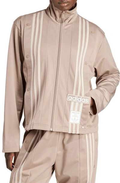Shop Adidas Originals Recycled Polyester Track Jacket In Chalky Brown