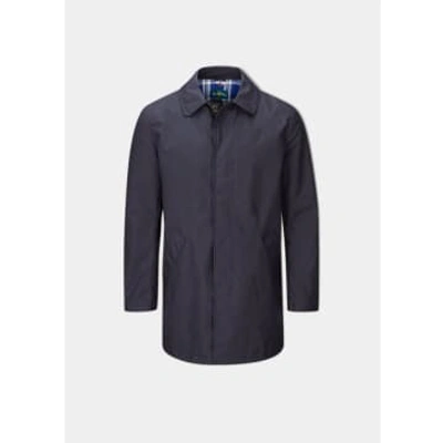 Shop Alan Paine Dark Navy Gorston 3/4 Length Raincoat In Blue
