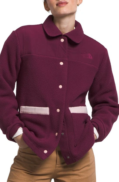 Shop The North Face Cragmont Fleece Shacket In Boysenberry/ Pink Moss