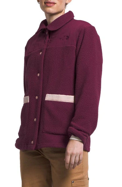 Shop The North Face Cragmont Fleece Shacket In Boysenberry/ Pink Moss
