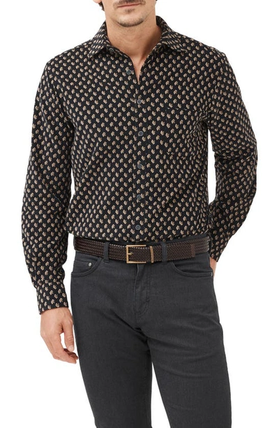 Shop Rodd & Gunn Whitmore Geometric Print Corduroy Button-up Shirt In Onyx