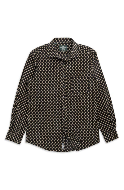 Shop Rodd & Gunn Whitmore Geometric Print Corduroy Button-up Shirt In Onyx