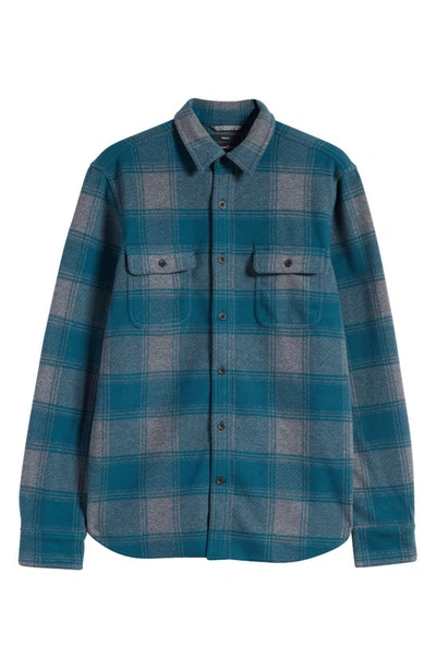 Shop Treasure & Bond Trim Fit Check Button-up Overshirt In Teal- Grey Billy Plaid