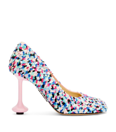 Shop Loewe Confetti-embroidered Toy Pumps 90 In Pink
