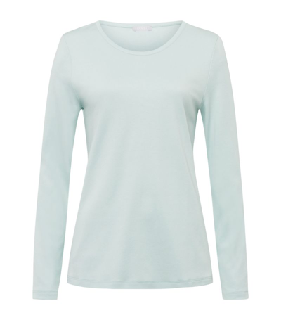 Shop Hanro Cotton Loungy Nights Top In Turquoise