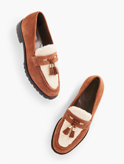 Shop Talbots Cassidy Sherpa Loafers - Suede - Cognac - 9m