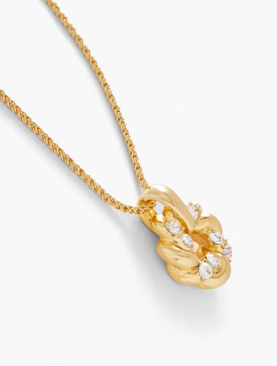 Shop Talbots Holiday Knot Pendant Necklace - Crystal Clear/gold - 001  In Crystal Clear,gold