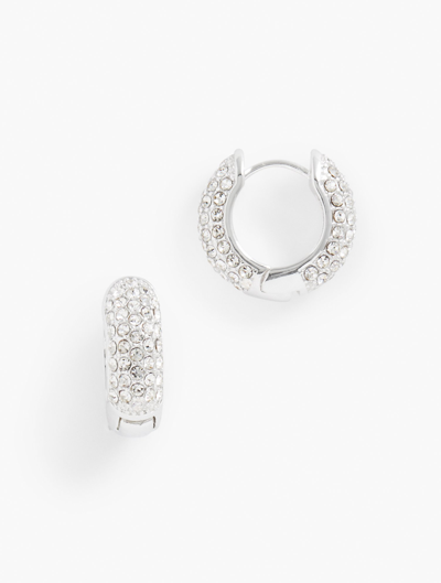 Shop Talbots Shimmer & Shine Huggie Hoop Earrings - Crystal Clear/shiny Silve - 001  In Crystal Clear,shiny Silve